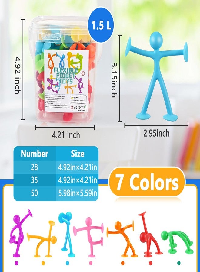 GOLDGE 28 Pack Suction Cup Fidget Toys Sensory Set - Pop, Pull & Stick Travel Sensory Toys for Kids with Autism, ADHD - Stress Relief Fidget Toy for Children Ages 3+, Assorted Colors for Boys & Girls - Image 2
